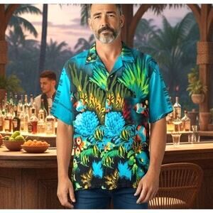 Island Expressions Tropical Mens Shirt NWT XXL Vacation Cruise Belize Islands